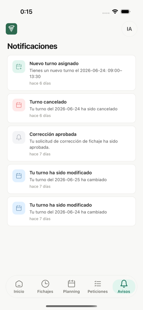 App TurnoMade — Avisos